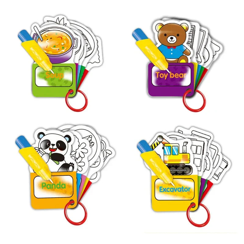 30-Piece Reusable Magic Water Drawing Cards – Educational Painting Set for Kids