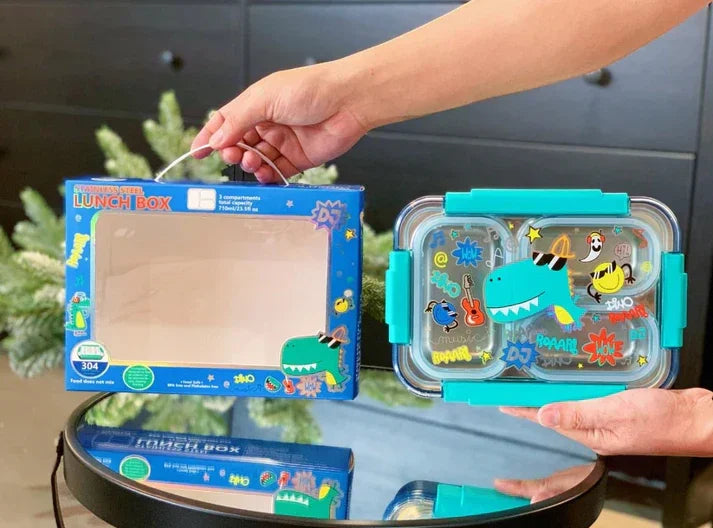 Vest 3 Compartments Leak Proof Stainless Steel Tiffin Lunch Box For Children