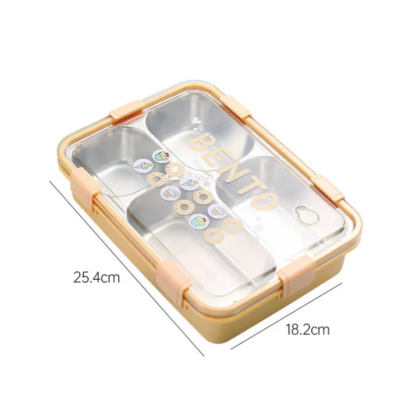 BENTO Stainless Steel Lunch Box 4 Compartments with Soup Cup (7091)