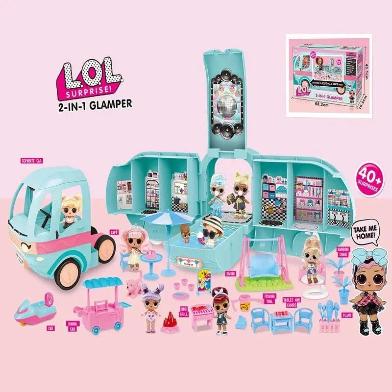 LOL Surprise Dolls GLAMPER 2-in-1 Bus: DIY fashion, detachable toy, perfect playhouse
