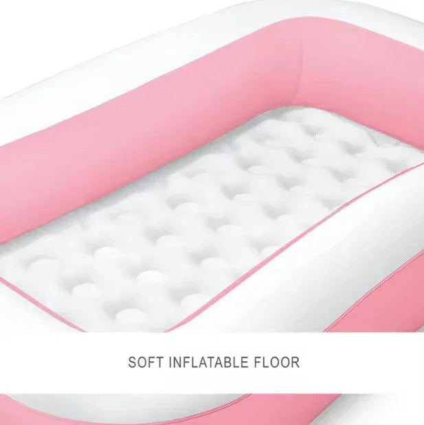 Comfy Inflatable Pool for Kids – Pink & White Fun Tub