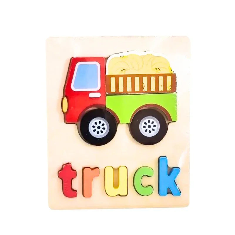 Interactive Wooden 3D Animal Name Puzzle for Kids