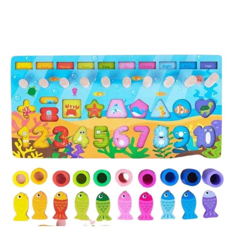 6 in 1 Multifunctional Logarithmic Board Activity Toys Color , Count, Fishing , Shape, Number and Basic Math