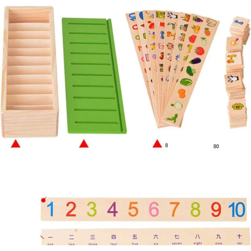 LONGLOVE Wooden Knowledge Classification Box Educational Toy for Early Learning & Cognitive Development