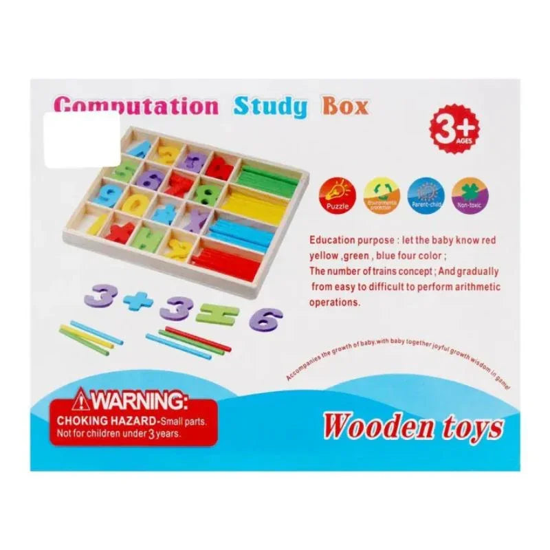 Wooden Math Computation Study Box Fun Learning Tool for Kids