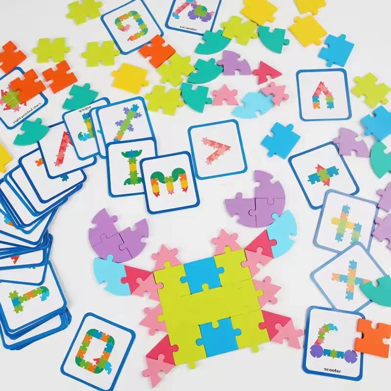 Kids 65 Pieces Buckle Logical Thinking Puzzles Training Early Educational Learning Geometric Shapes Numbers Letters (Deal)