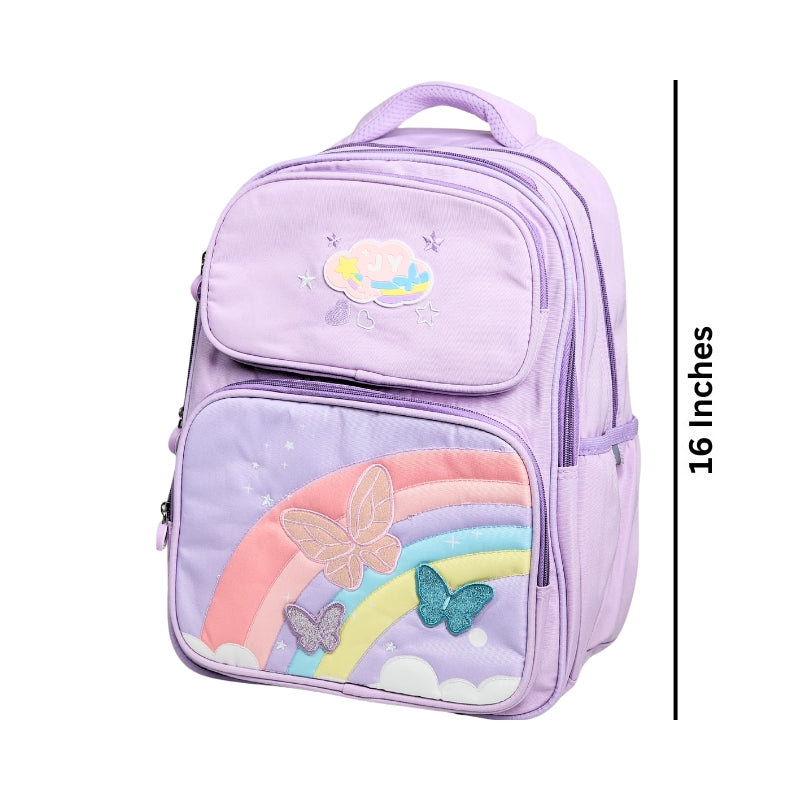 Rainbow Design Backpack For Kids 16 Inches (Purple) (948)