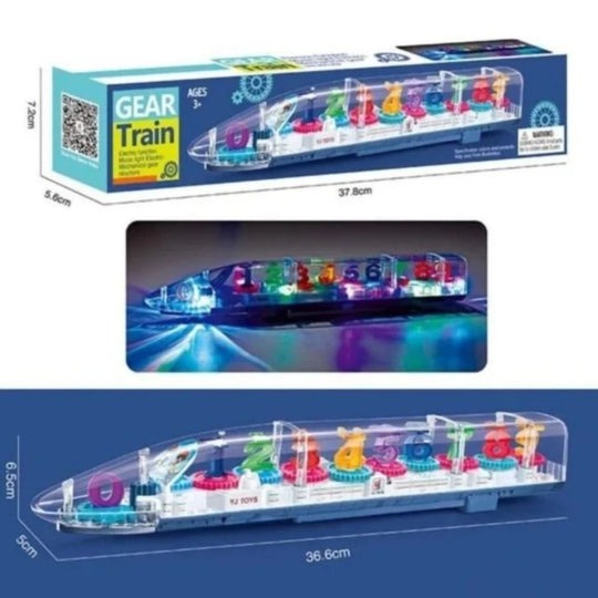 Transparent High-Speed Train Toy with Colorful Lights & Music – Bump & Go Action Car