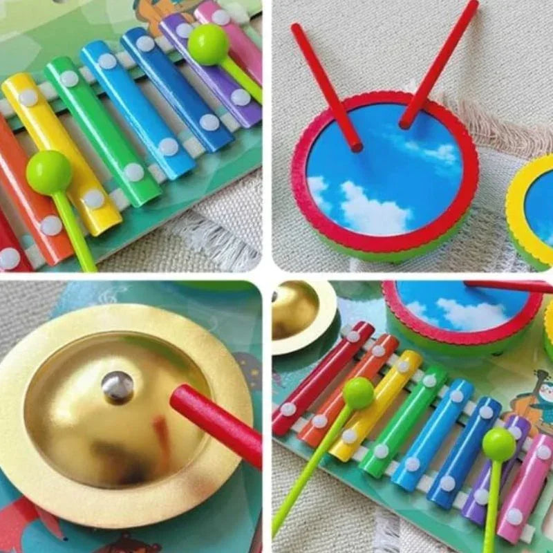 MontyMaestro: 2-in-1 Wooden Drum & Xylophone Musical Toy for Babies & Toddlers