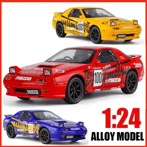 Mazda RX-7 FC Diecast Sports Car Model 1:24 Scale with Light & Sound – Premium Alloy Collectible Toy for Kids & Enthusiasts