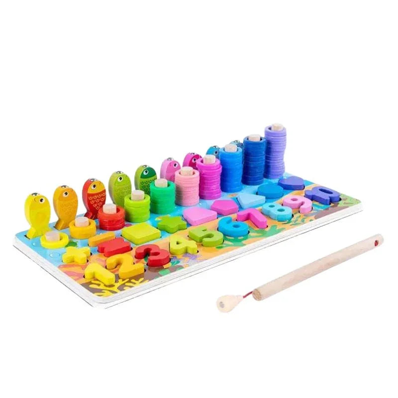 6 in 1 Multifunctional Logarithmic Board Activity Toys Color , Count, Fishing , Shape, Number and Basic Math