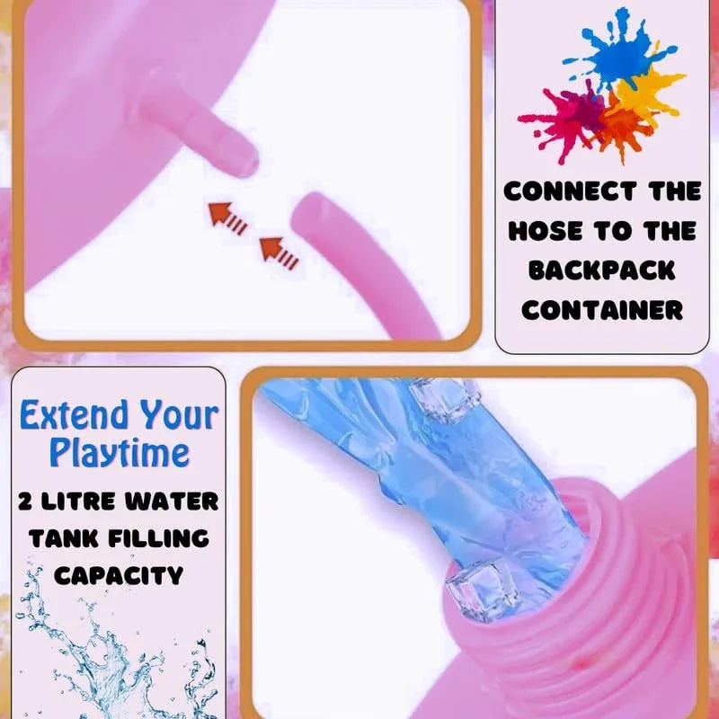 Unicorn Water Gun With Backpack For Water Storage Toy For Kids