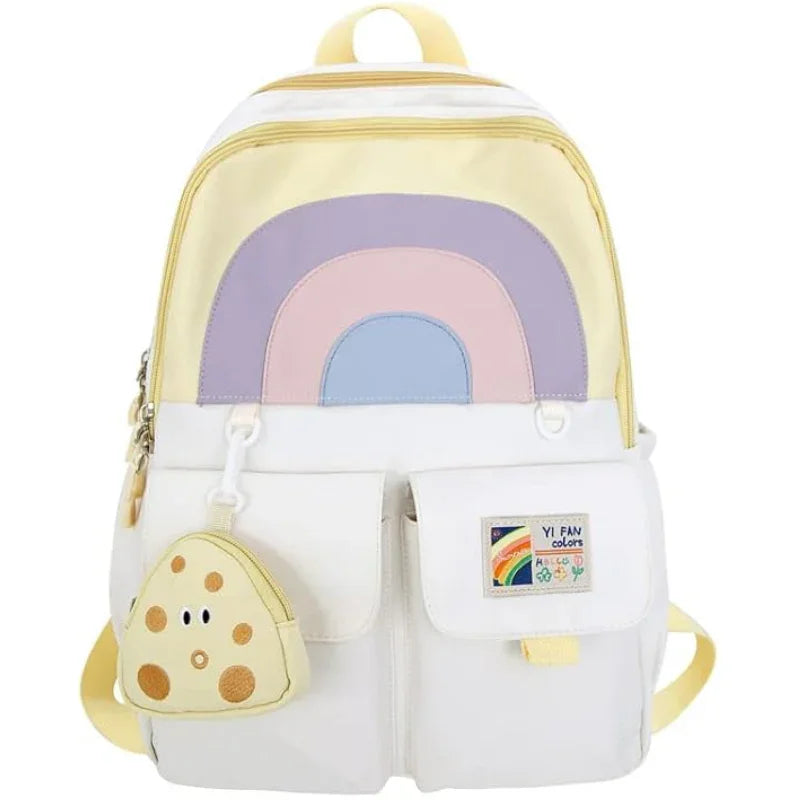 Rainbow Design Backpack with Cute Charm For Kids