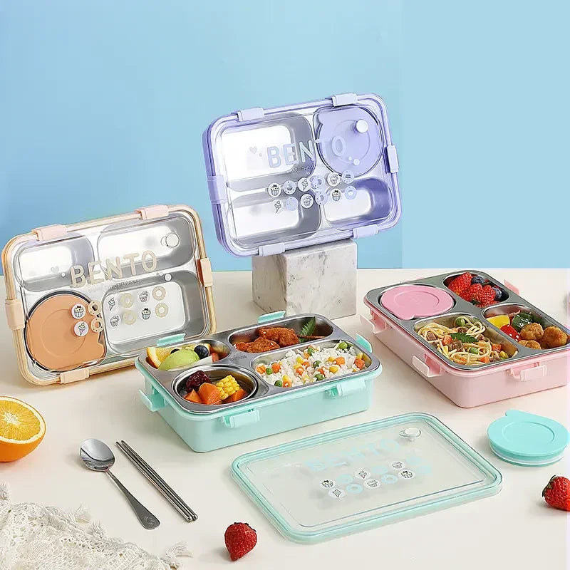 BENTO Stainless Steel Lunch Box 4 Compartments with Soup Cup (7091)