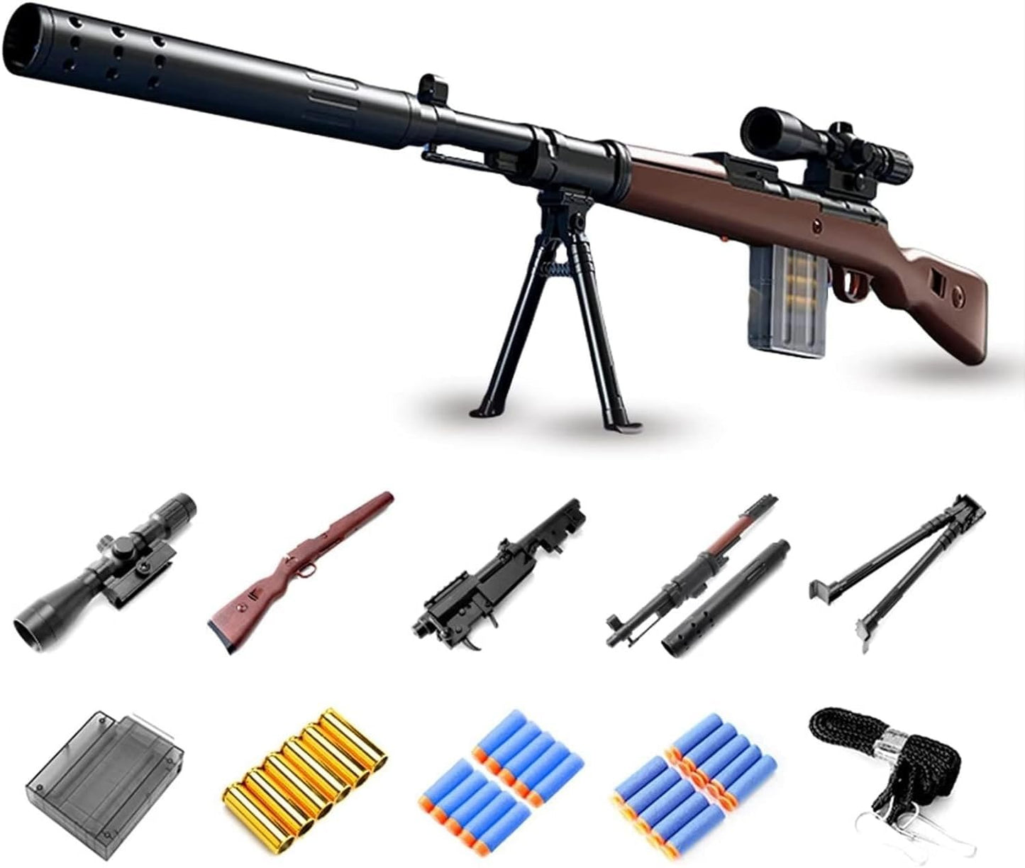 Sniper Toy Rifle Gun with Scope – Soft Bullet Long Range Blaster Toy for Kids