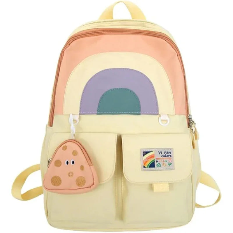 Rainbow Design Backpack with Cute Charm For Kids