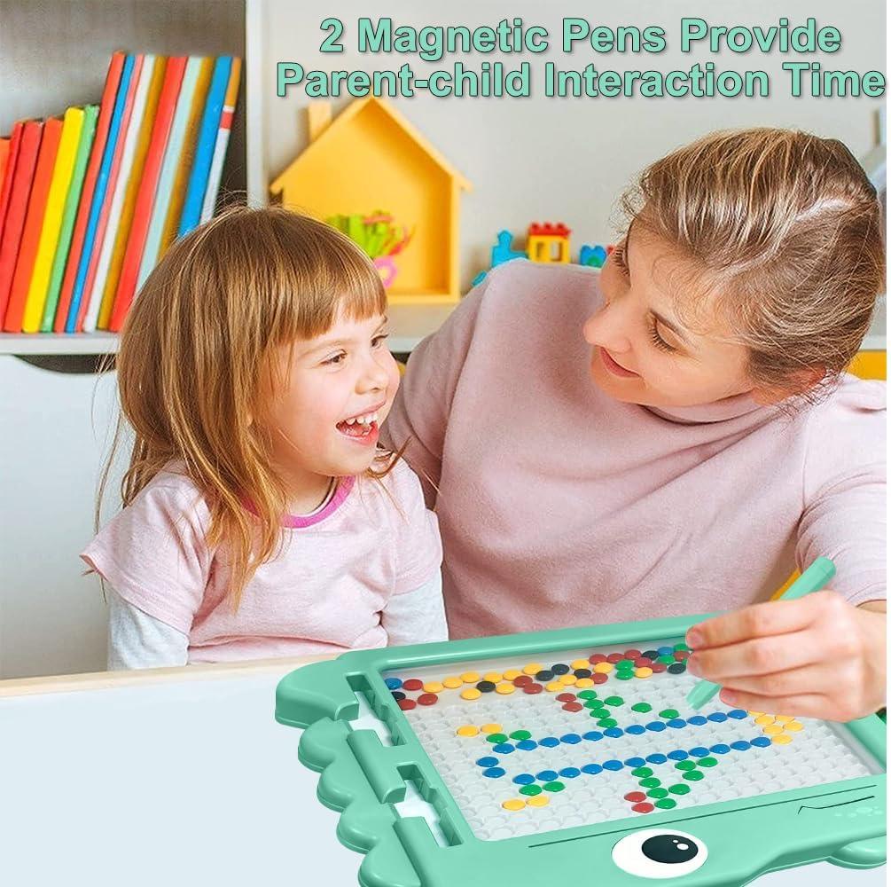 Cute Dinosaur Magnetic Drawing Board for Children, Travel Toy Doodle Board with Magnetic Pen and Beads, Magnetic Learning Toy for Boys and Girls