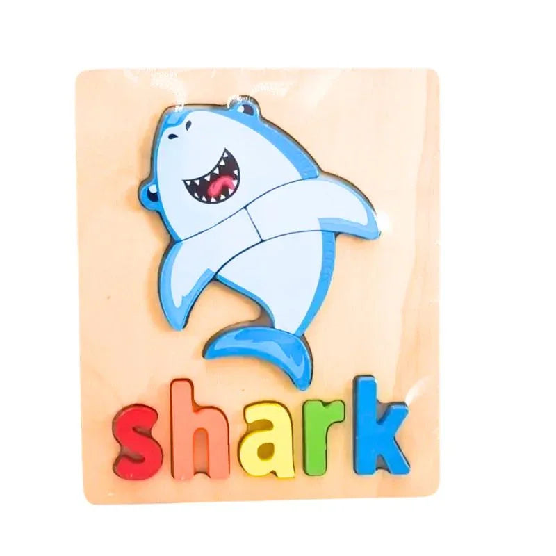 Interactive Wooden 3D Animal Name Puzzle for Kids