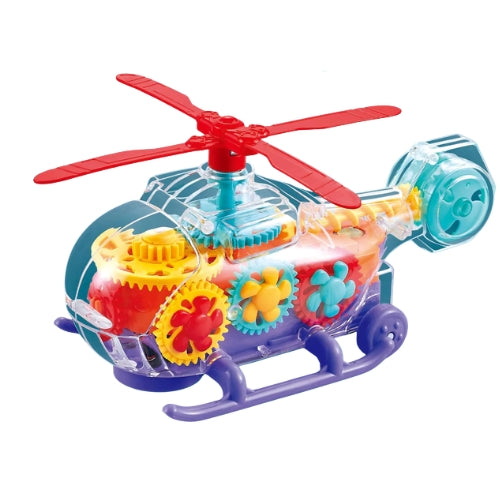 Electric Universal Transparent Mechanical Gear Helicopter Toy
