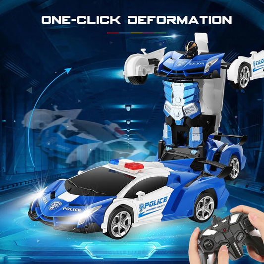Transformable RC Car Robot with Smoke – Remote Control Deformation Toy with 360° Speed Drifting