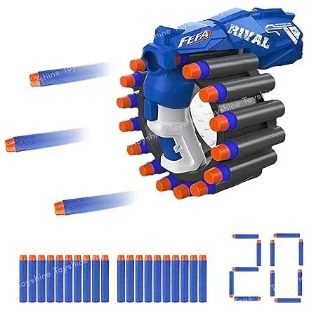 Soft Foam Bullet Blaster Toy Gun with 20 Darts & Target Wristband – 60ft Range Shooting Game for Kids