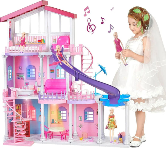 Large 3 Story Plastic Dollhouse Playhouse for Girls