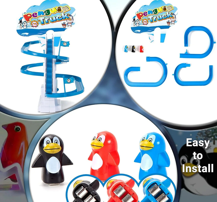 Penguin Race Game Toy Set – Musical Roller Coaster with LED Lights