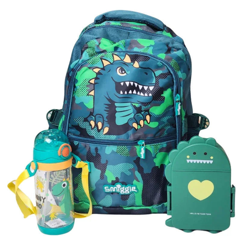 Dino Themed School Deal For Kids (Backpack - Lunch Box & Bottle)