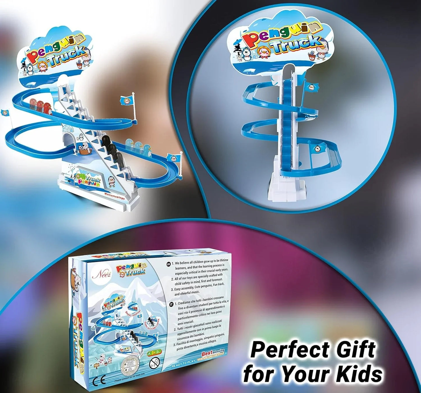 Penguin Race Game Toy Set – Musical Roller Coaster with LED Lights