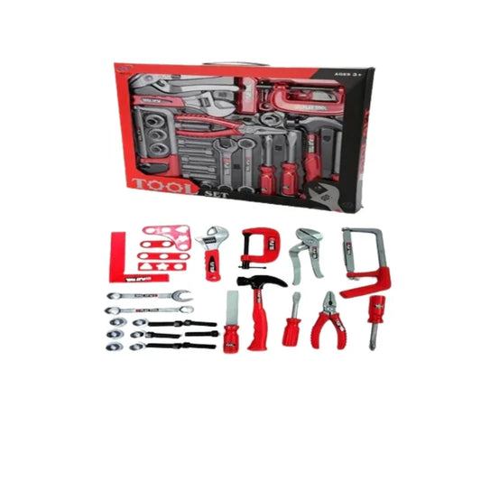 Kids Construction Tool Set Pretend Play Builder Kit with Safety Helmet, Tools Carry Case