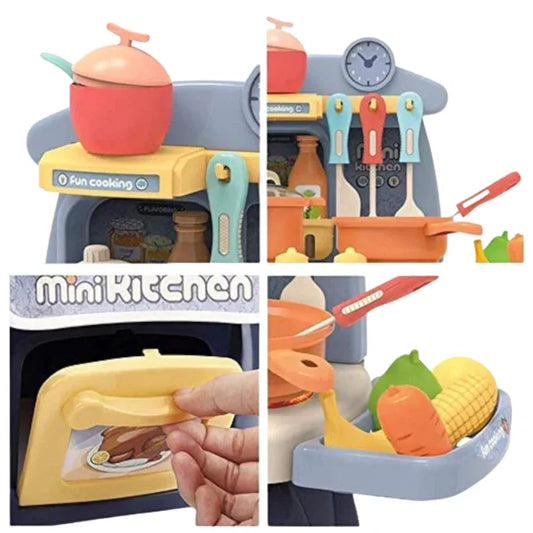 Complete Kitchen Set for Girls Pretend Play Cooking Set with Utensils Accessories
