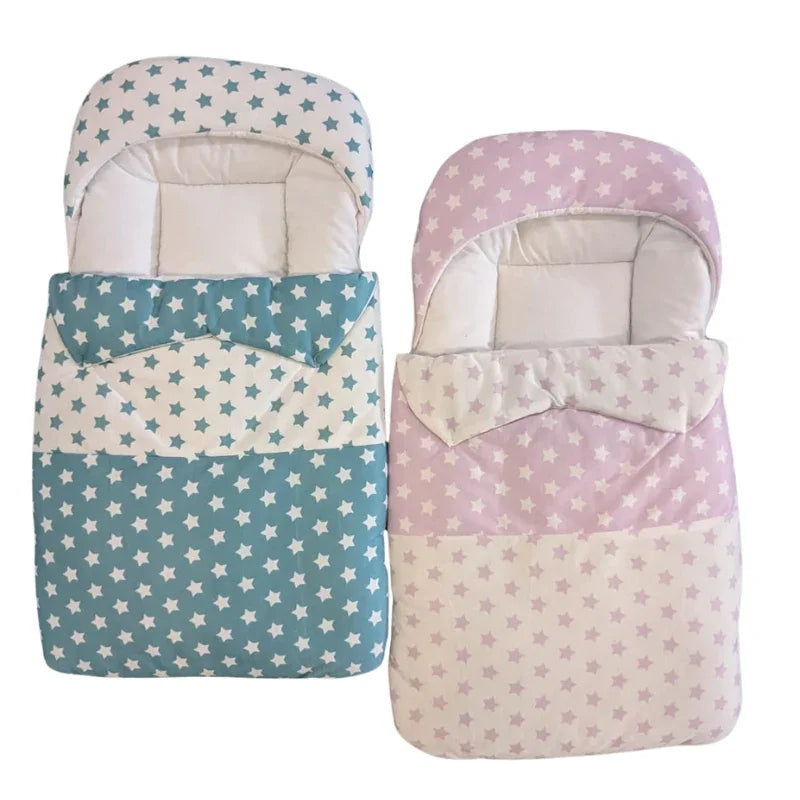 Star Print Baby Sleeping Bag  Soft  Cozy Infant Wrapper with Pillow