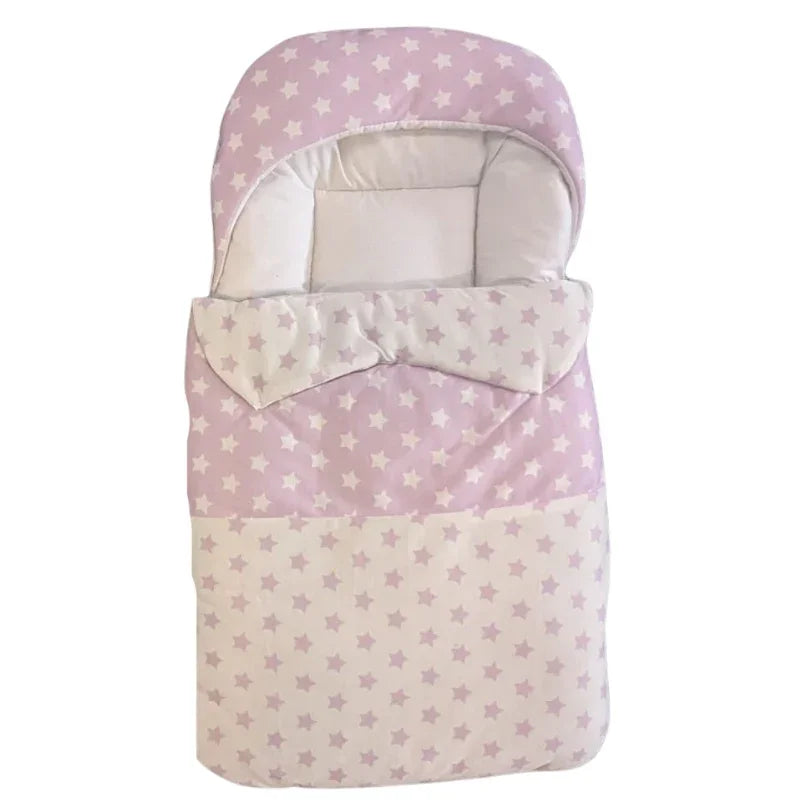 Star Print Baby Sleeping Bag Soft Cozy Infant Wrapper with Pillow