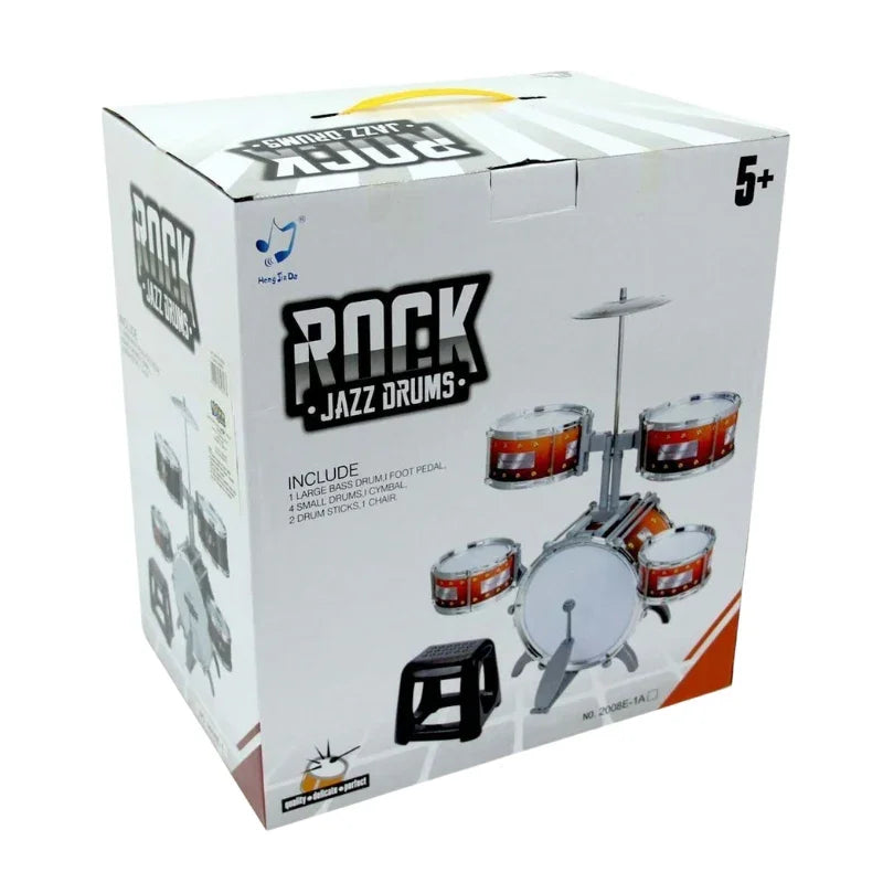 Rock Jazz Drum Set for Kids Musical Toy Drum Kit with Cymbal & Sticks