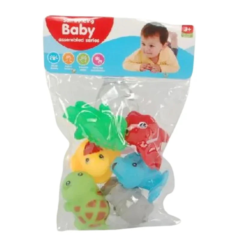 Colorful Squeaky Bath Toys Set 6-Piece Animal Collection for Babies