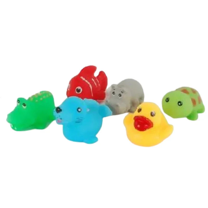 Colorful Squeaky Bath Toys Set 6-Piece Animal Collection for Babies