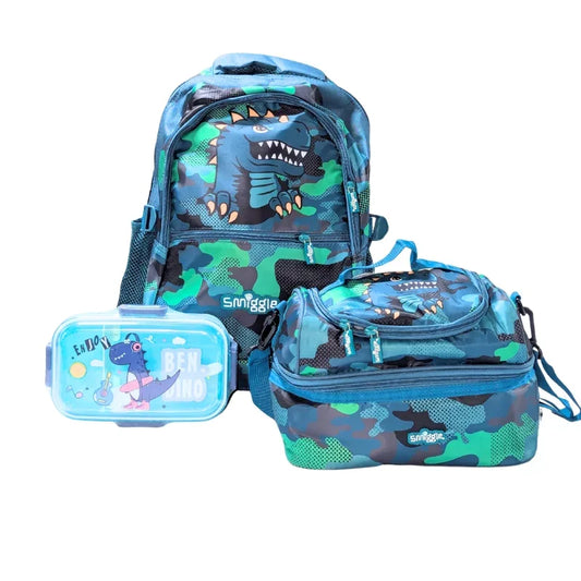 Smggle Dino-Themed School Deal for Kids Backpack, Lunch Box  Lunch Bags Set
