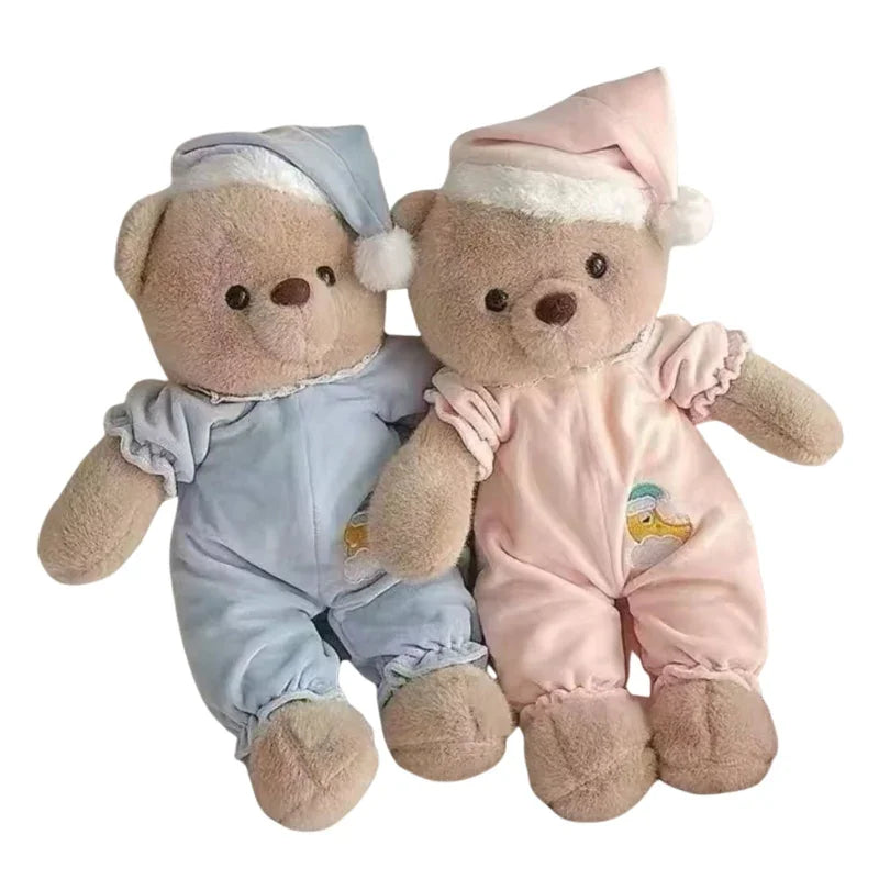 Bedtime Teddy Bear Plush Toy Soft Cuddly Bear in Pajamas Cap
