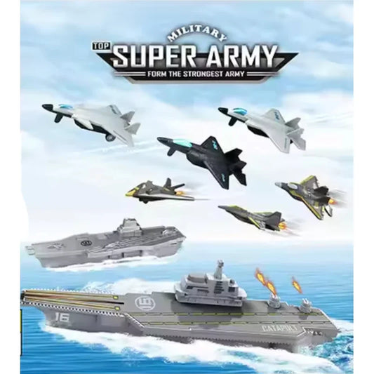 Super Army Aircraft Carrier Jet Playset Military Adventure Toy Set for Kids
