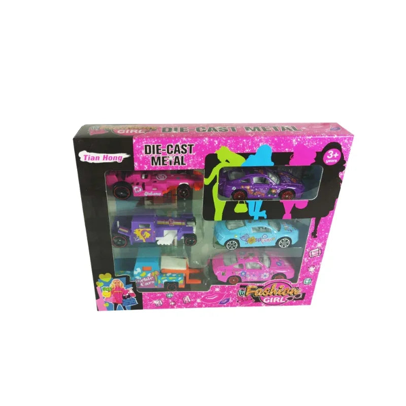 Girls Mini Die Cast Metal Toy Cars Set for Kids