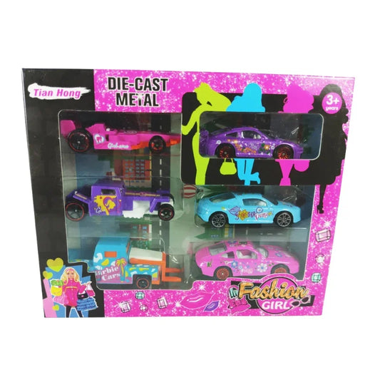 Girls Mini Die Cast Metal Toy Cars Set for Kids