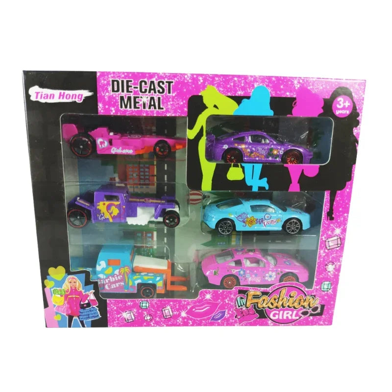 Girls Mini Die Cast Metal Toy Cars Set for Kids