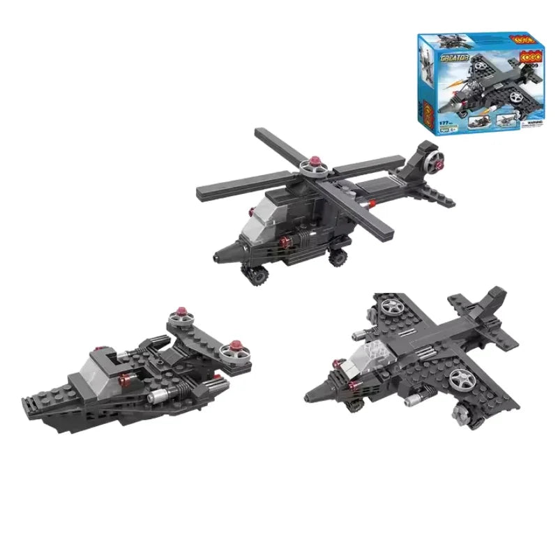 COGO Military Helicopter Building Blocks Set Transformable Aircraft Toy