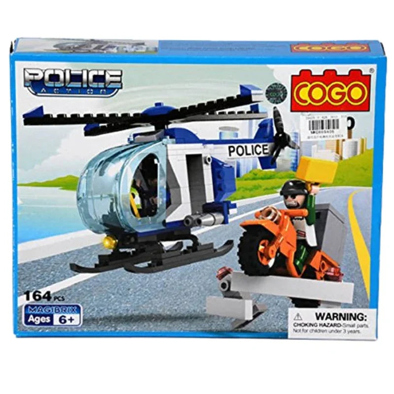 COGO Police Helicopter Building Blocks Set Action-Packed Rescue Patrol Fun for Kids
