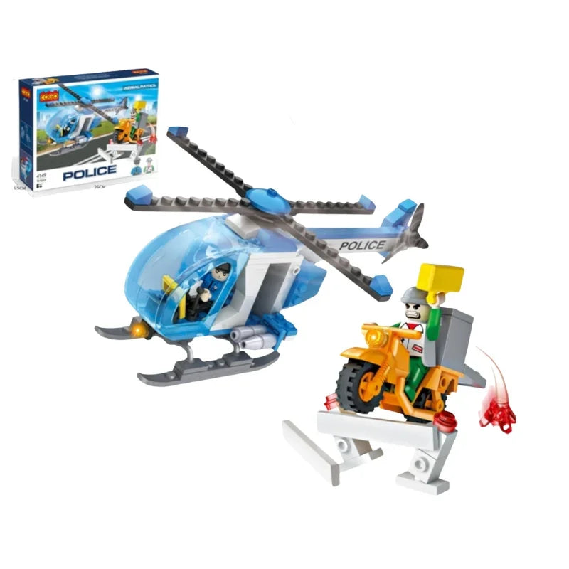 COGO Police Helicopter Building Blocks Set Action-Packed Rescue Patrol Fun for Kids
