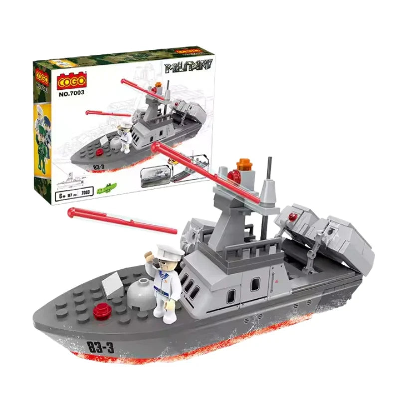 COGO Military Boat Building Blocks Set Tactical Naval Adventure for Kids