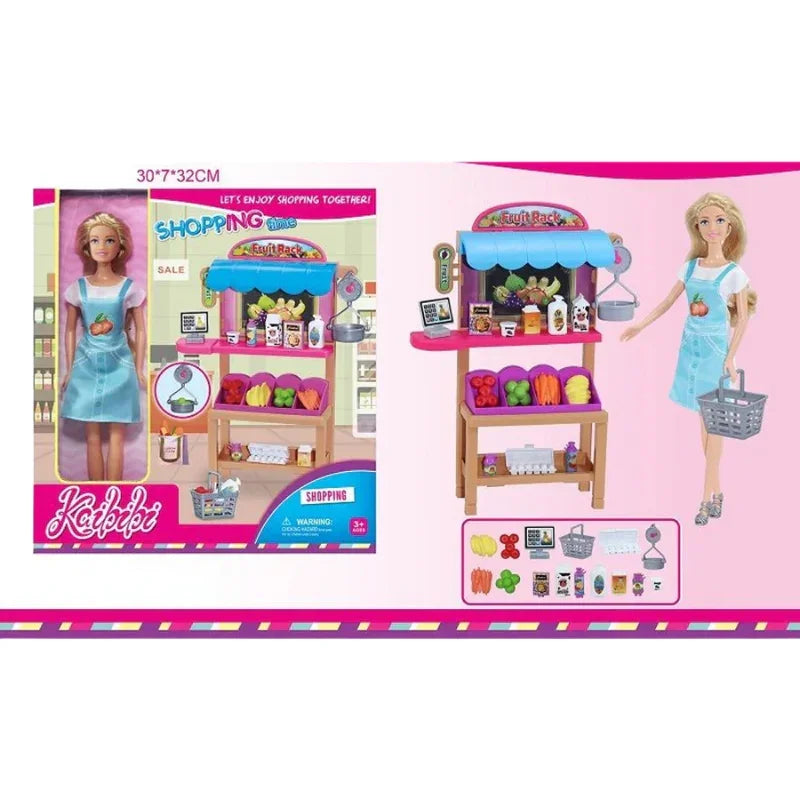Beauty Doll Kitchen Grocery Shopping Playset for Girls