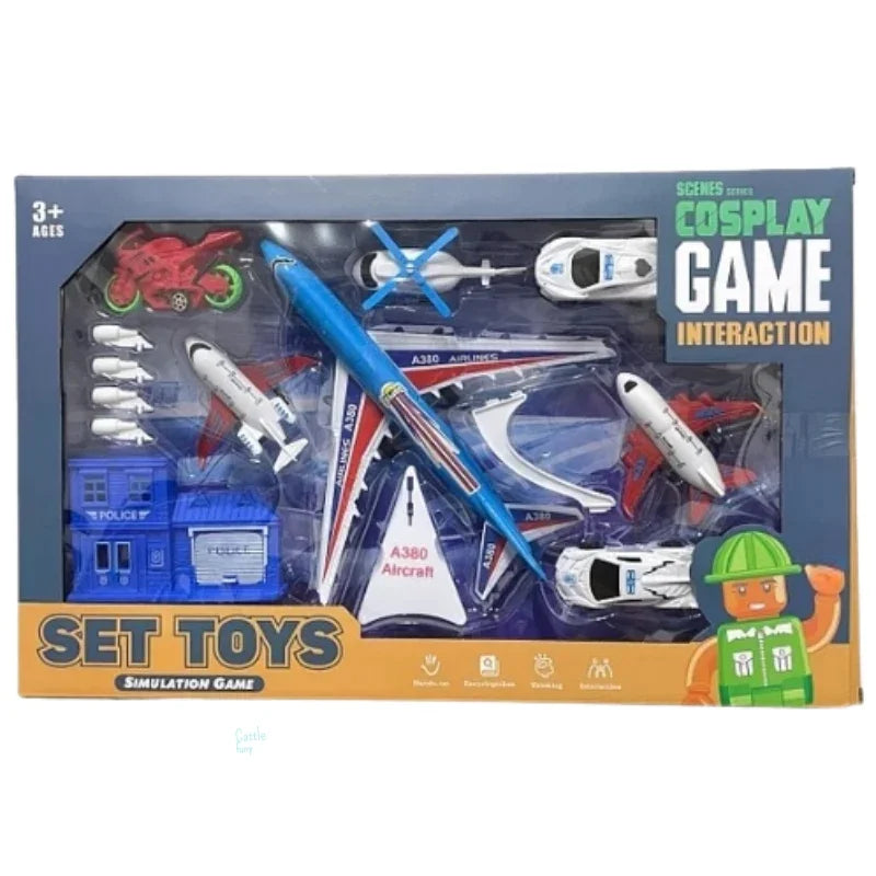 Airport Playset Plastic Airplane with Airport Accessories