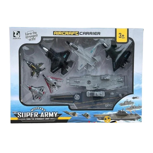 Super Army Aircraft Carrier Jet Playset Military Adventure Toy Set for Kids