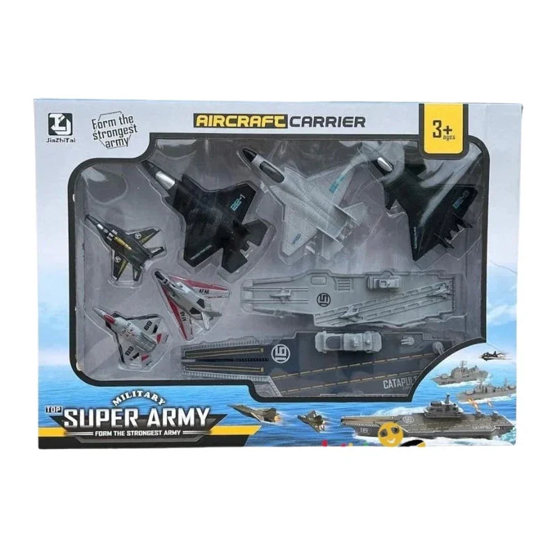 Super Army Aircraft Carrier Jet Playset Military Adventure Toy Set for Kids